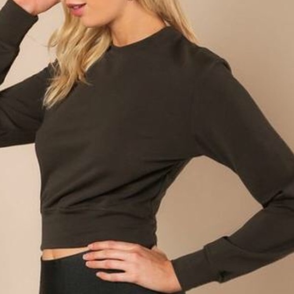 Black Open Back Lace Up Sweater Top - Picture 3 of 4